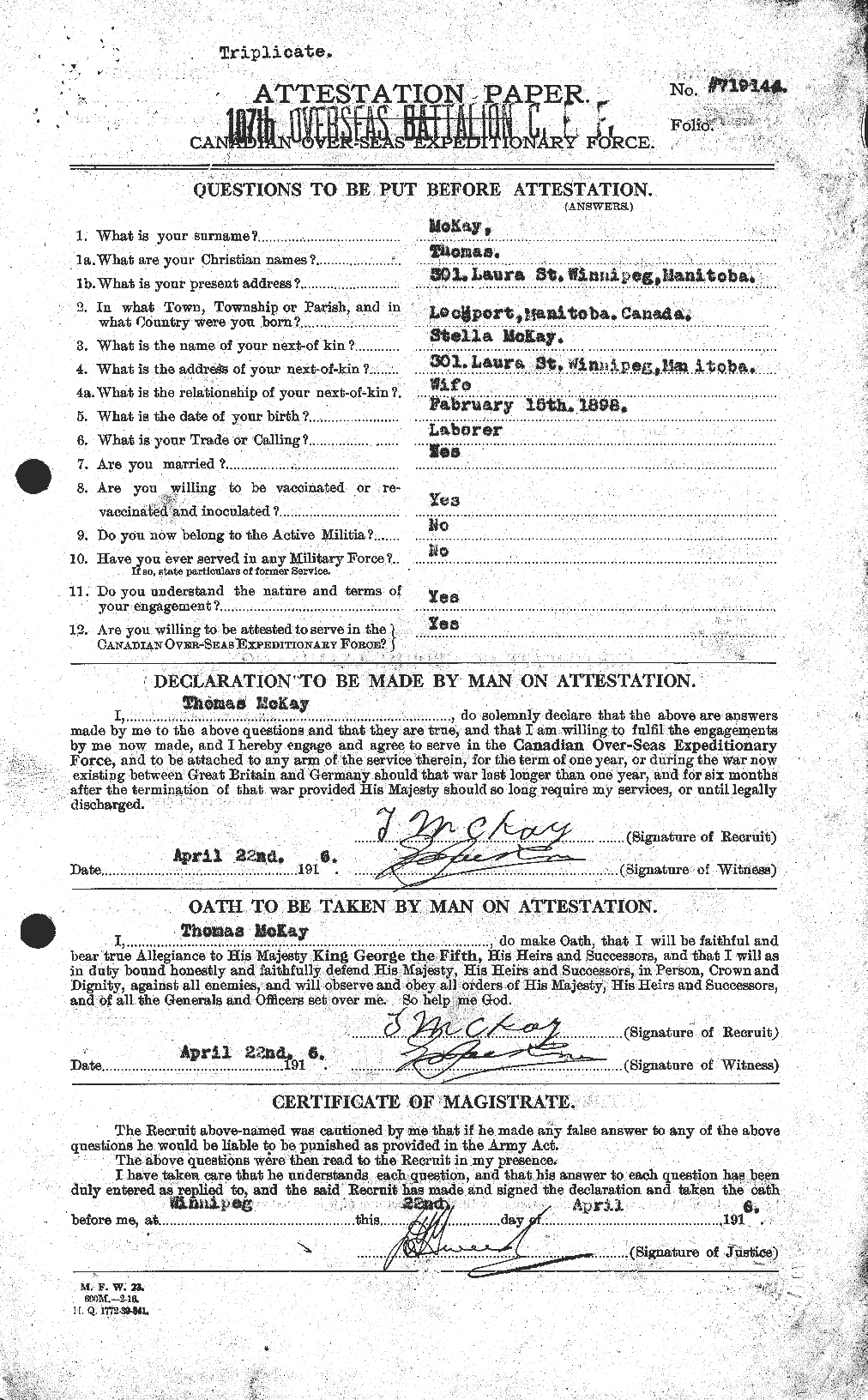 Personnel Records of the First World War - CEF 530158a