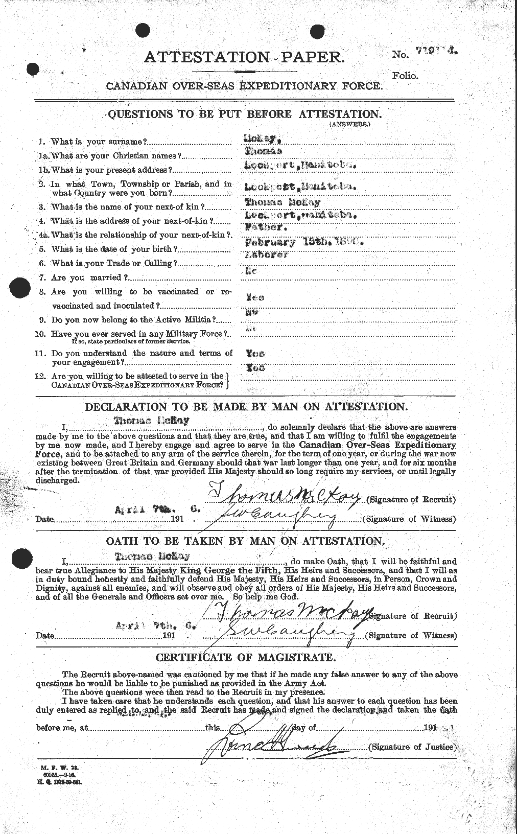 Personnel Records of the First World War - CEF 530159a