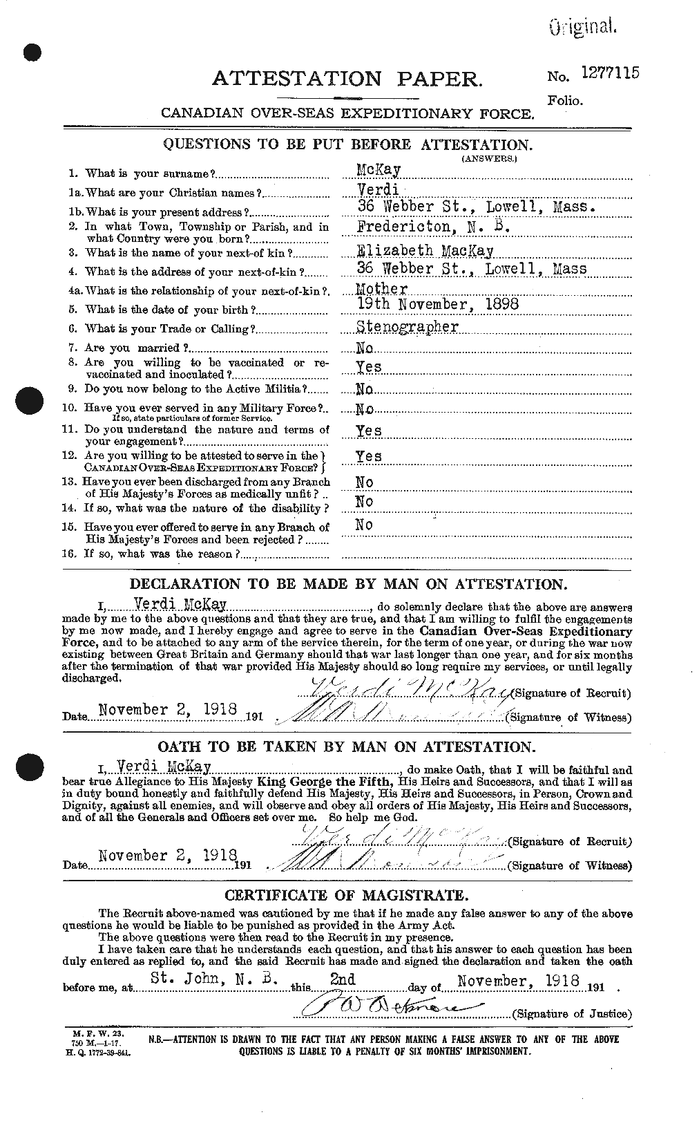 Personnel Records of the First World War - CEF 530179a