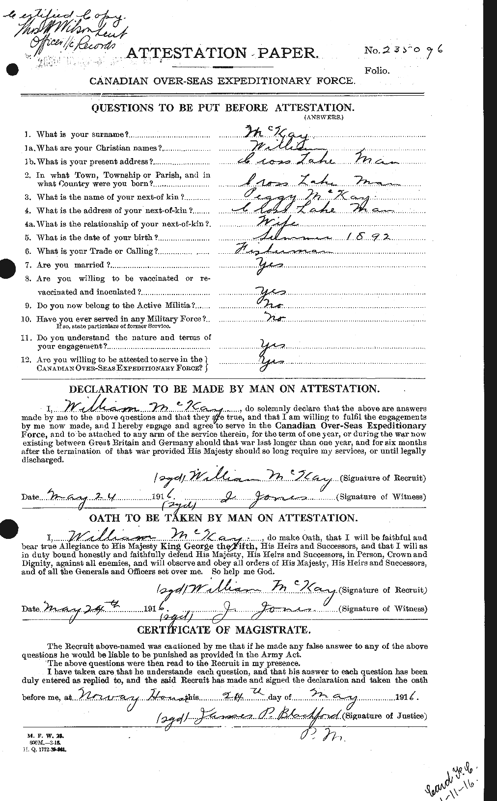 Personnel Records of the First World War - CEF 530210a