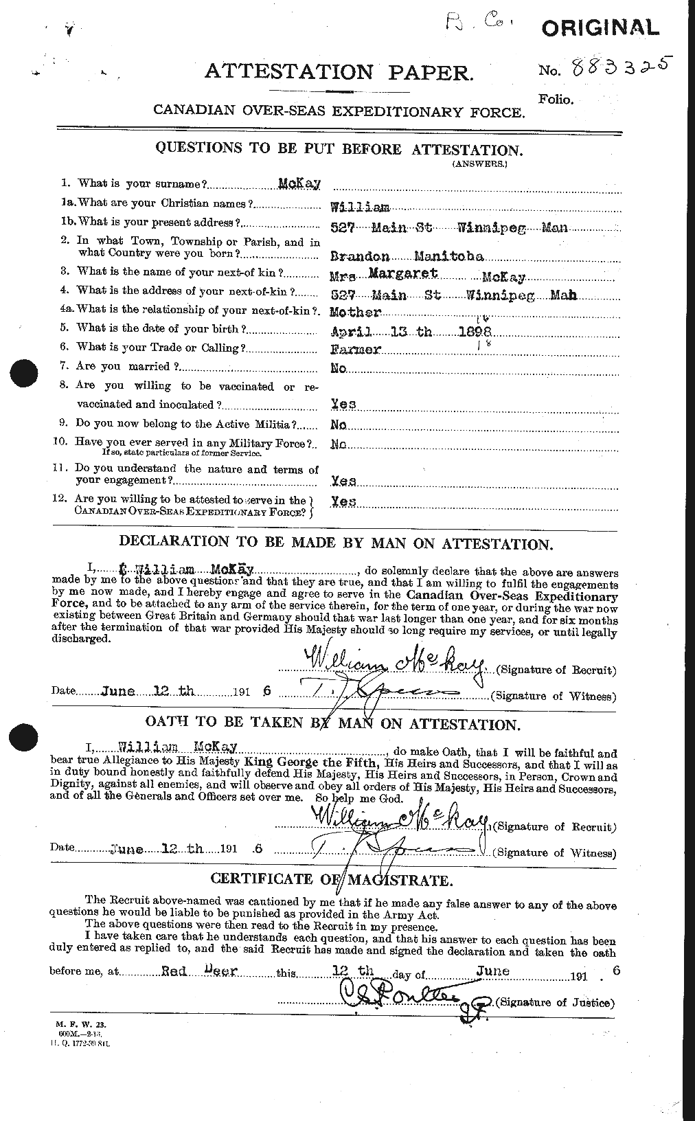 Personnel Records of the First World War - CEF 530216a