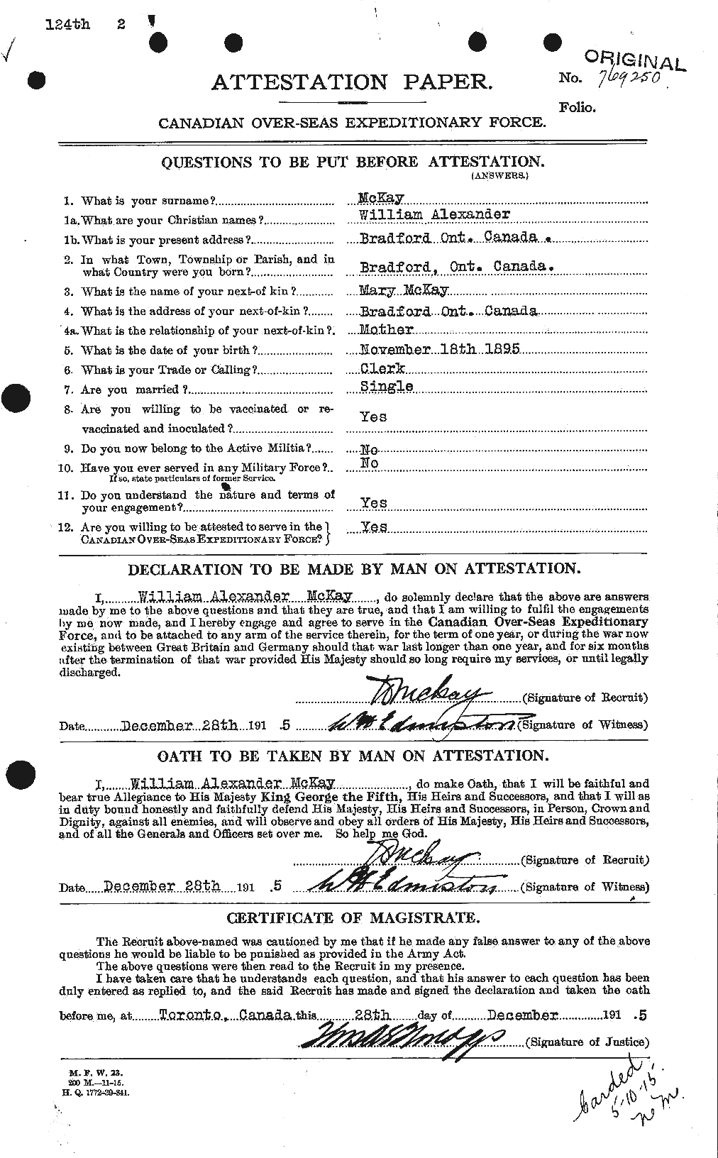 Personnel Records of the First World War - CEF 530250a