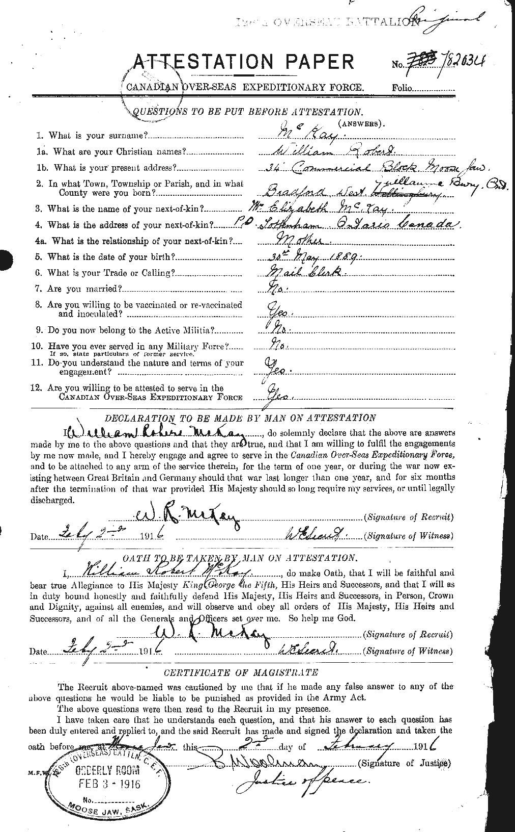 Personnel Records of the First World War - CEF 530314a