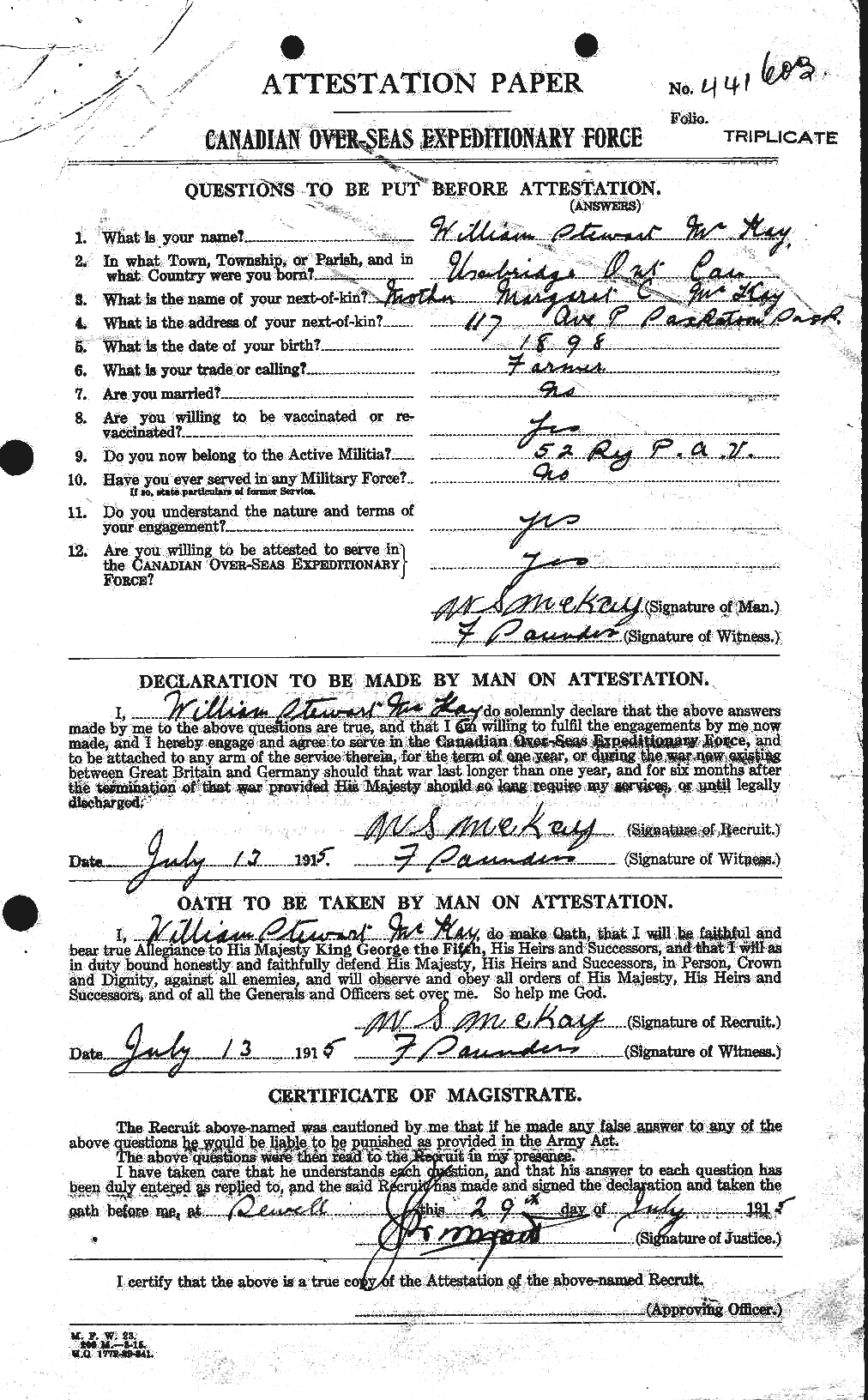 Personnel Records of the First World War - CEF 530322a