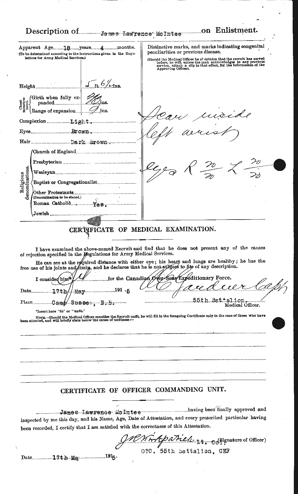Dossiers du Personnel de la Première Guerre mondiale - CEC 530565b