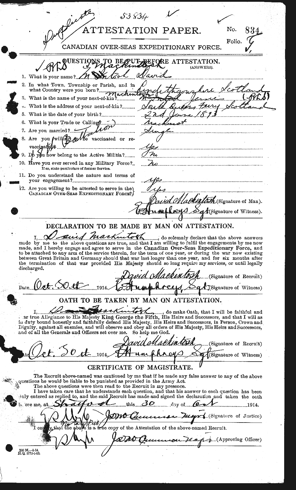 Personnel Records of the First World War - CEF 530590a
