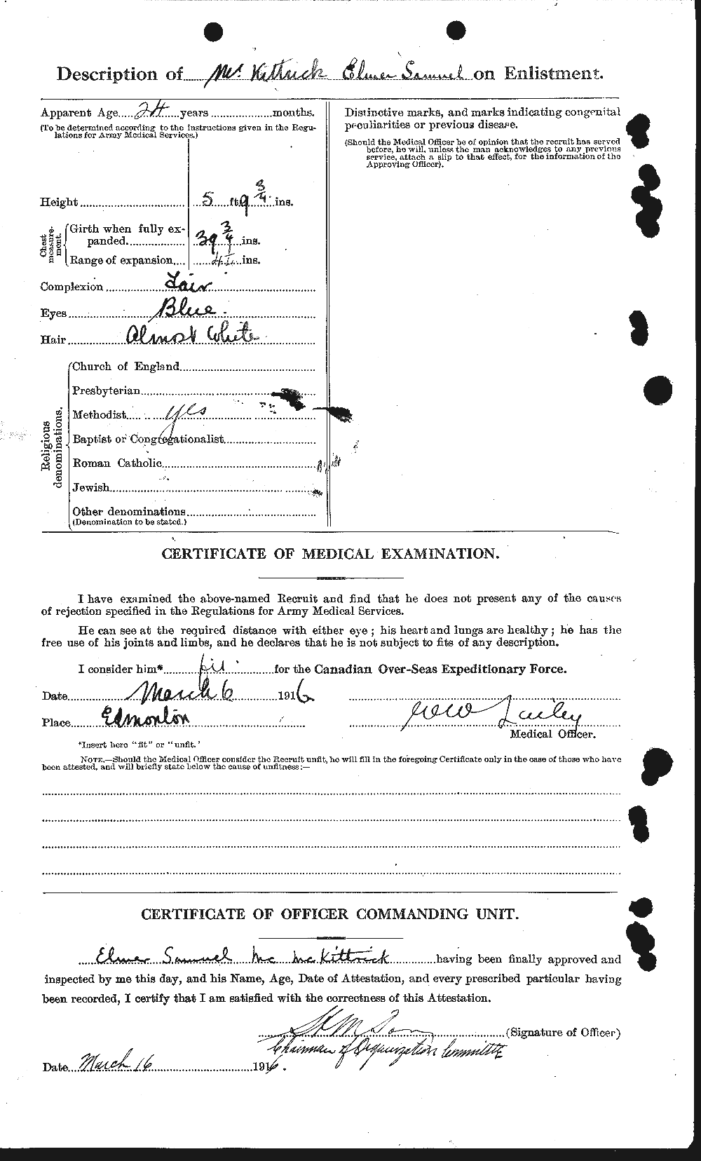 Dossiers du Personnel de la Première Guerre mondiale - CEC 530669b