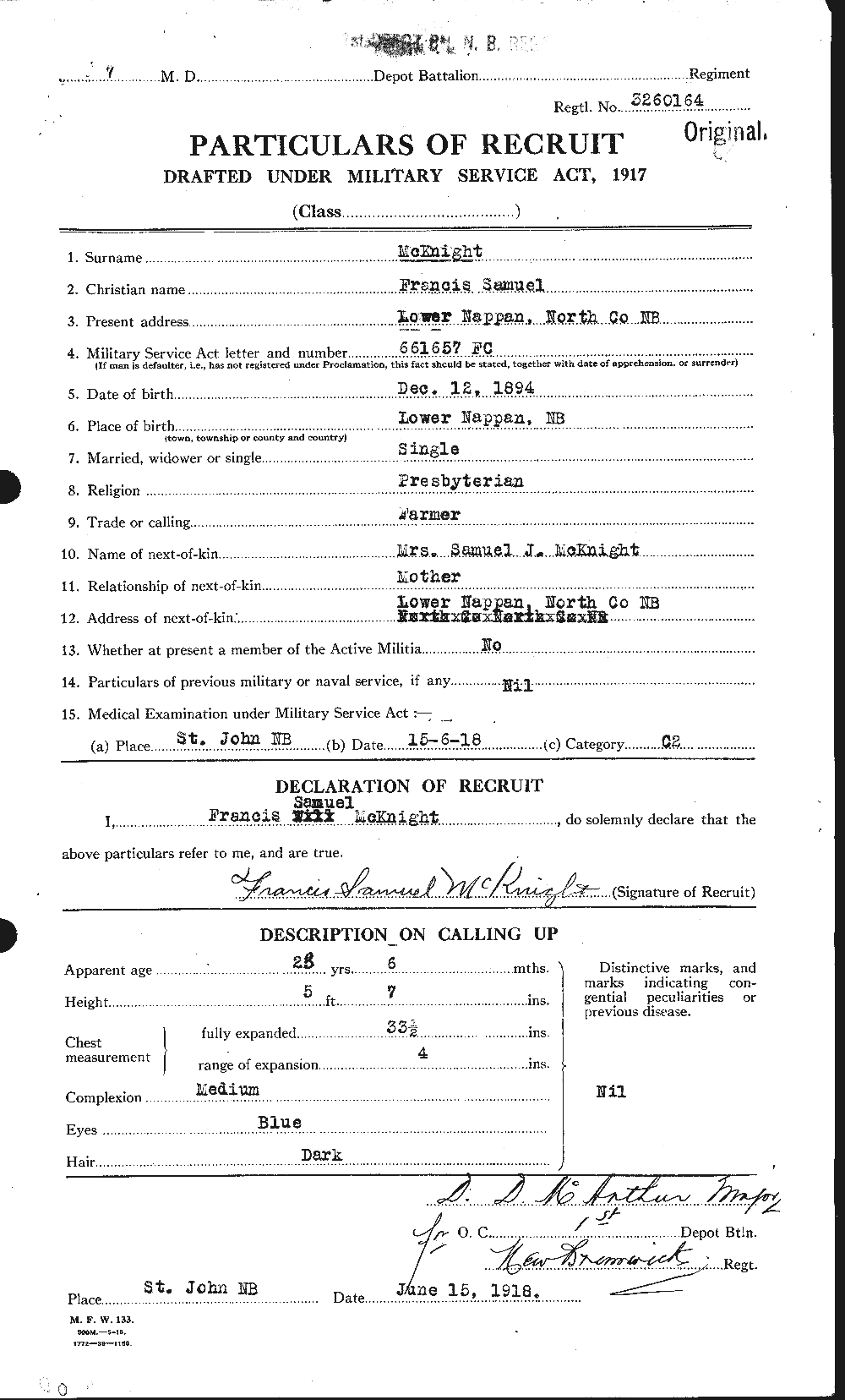 Dossiers du Personnel de la Première Guerre mondiale - CEC 530703a