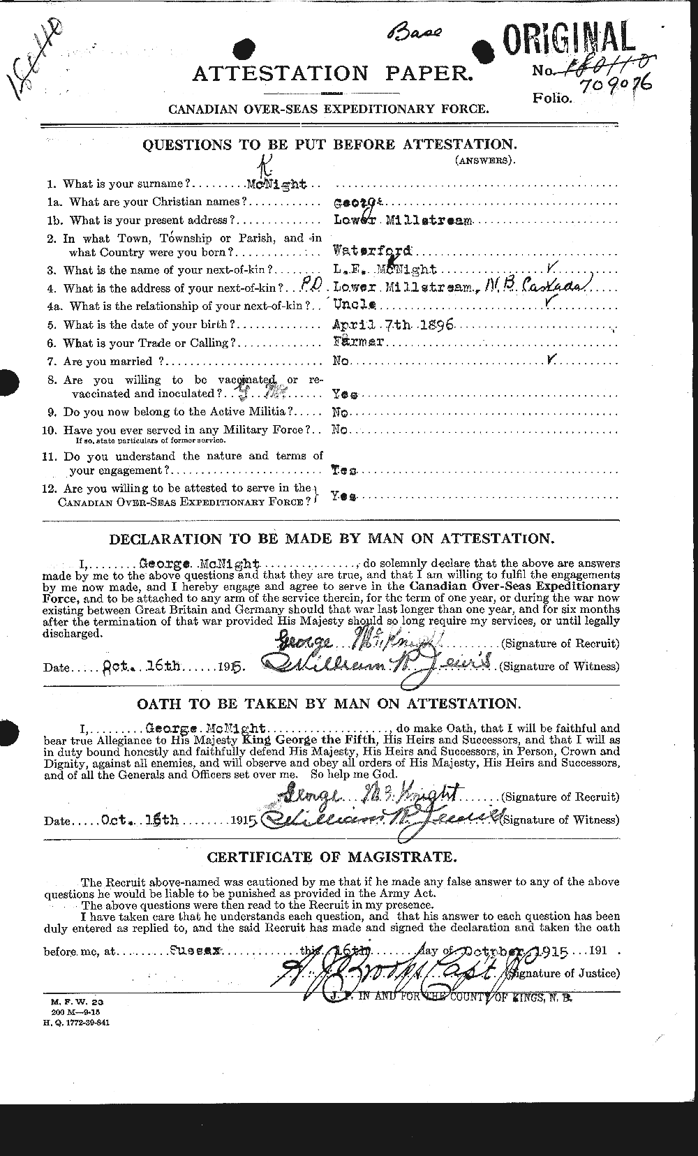 Dossiers du Personnel de la Première Guerre mondiale - CEC 530712a