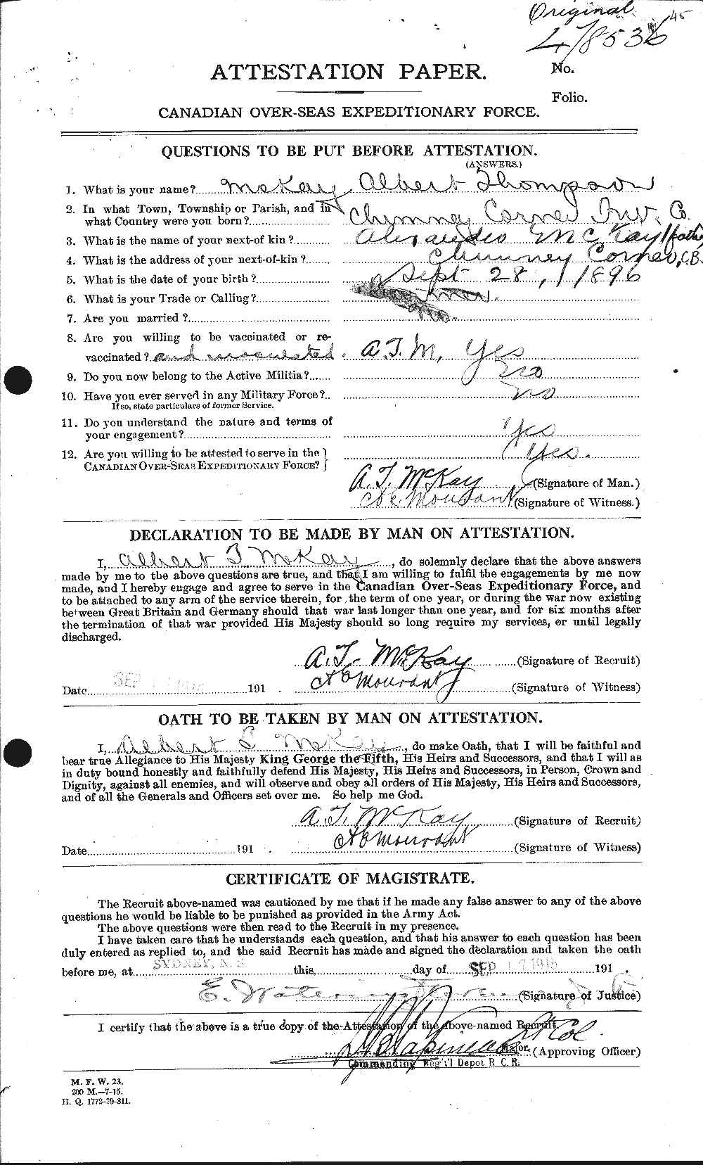 Personnel Records of the First World War - CEF 530888a