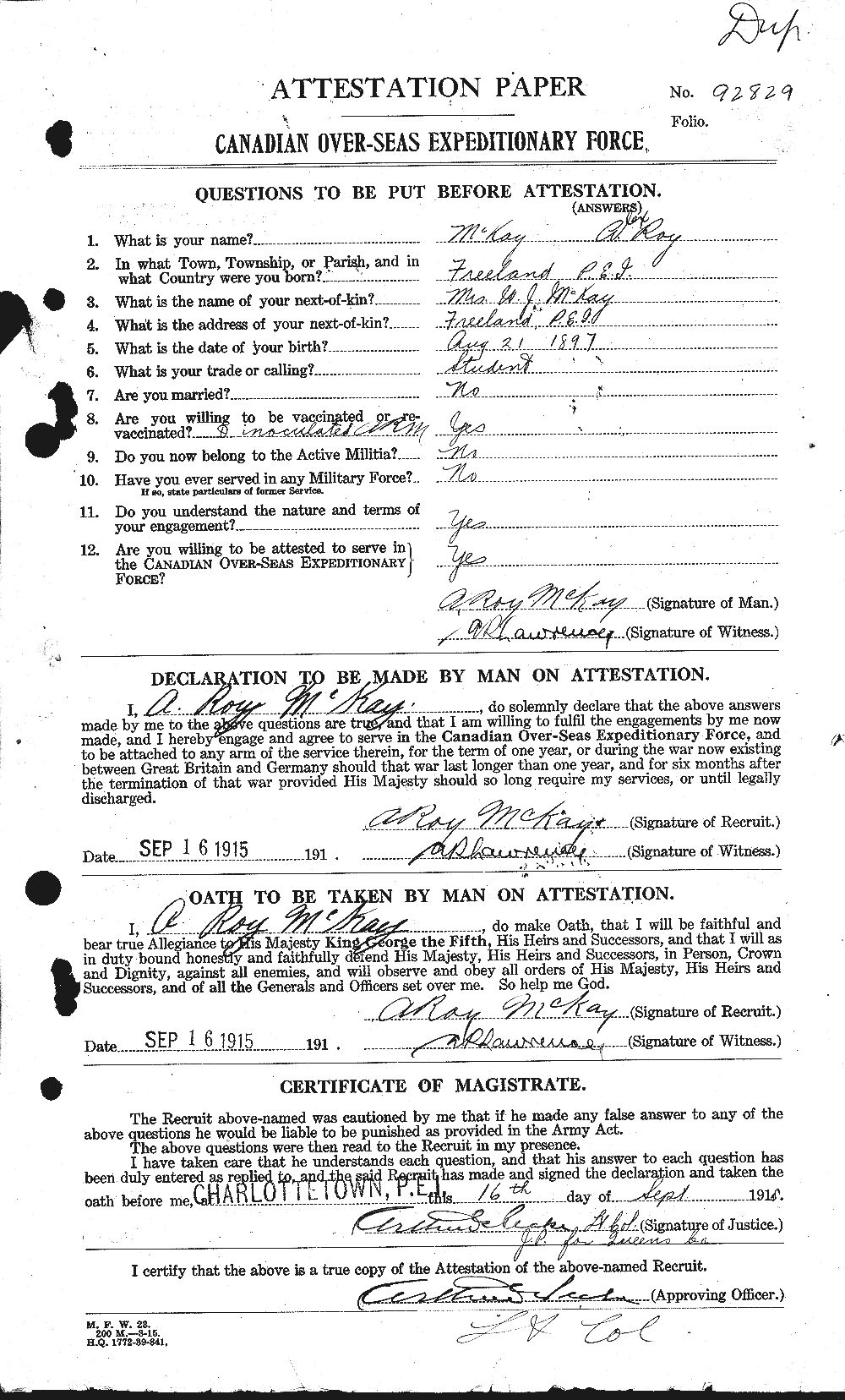 Personnel Records of the First World War - CEF 530901a