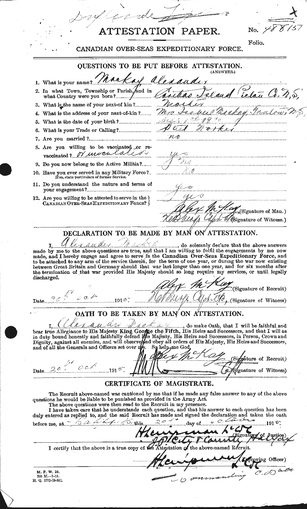 Personnel Records of the First World War - CEF 530921a
