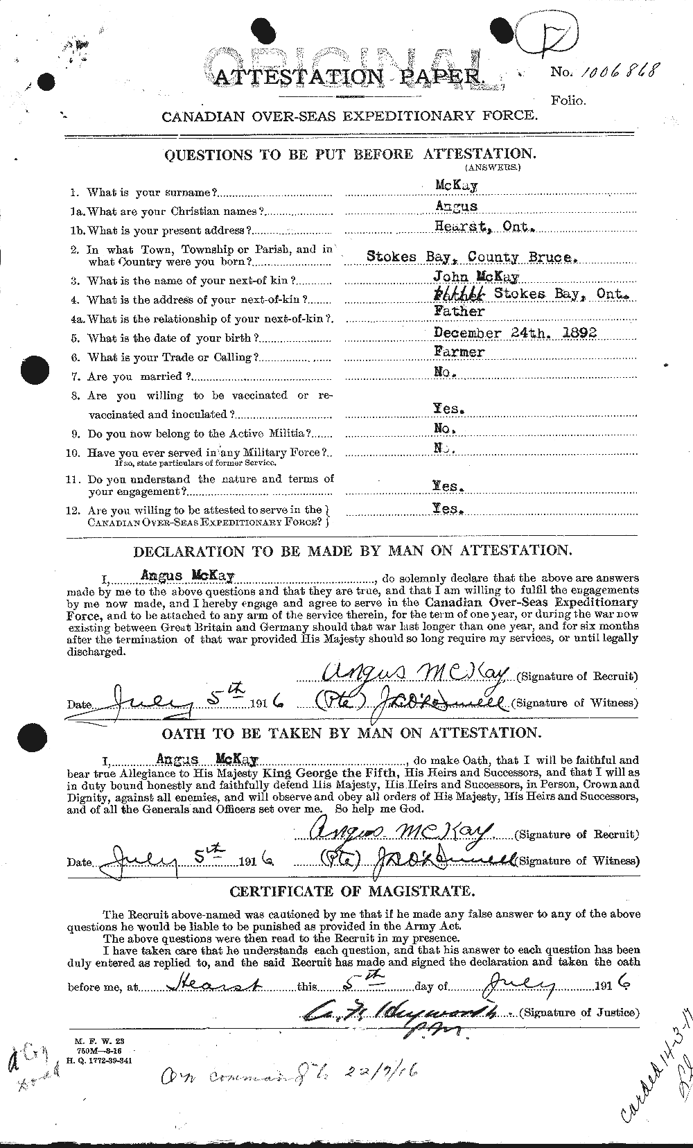 Personnel Records of the First World War - CEF 530990a
