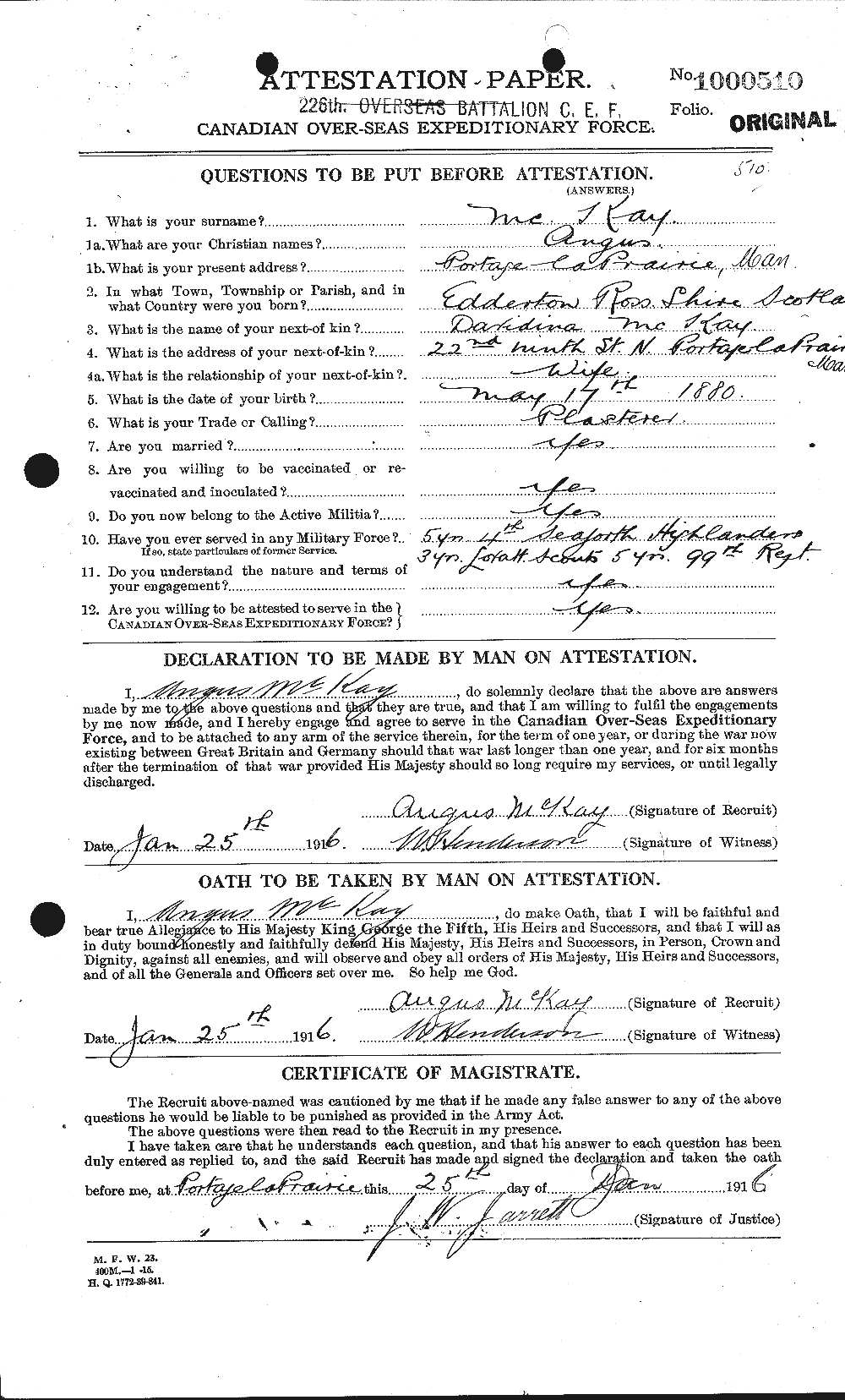 Personnel Records of the First World War - CEF 530995a