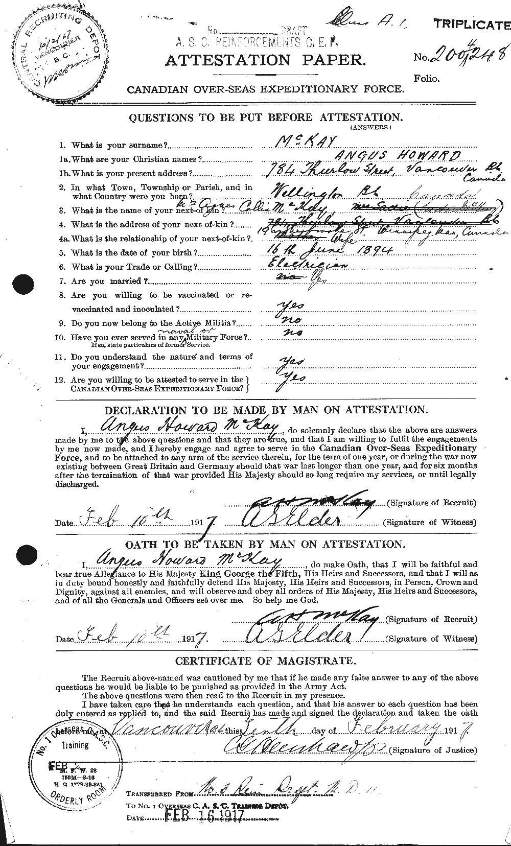 Personnel Records of the First World War - CEF 531004a
