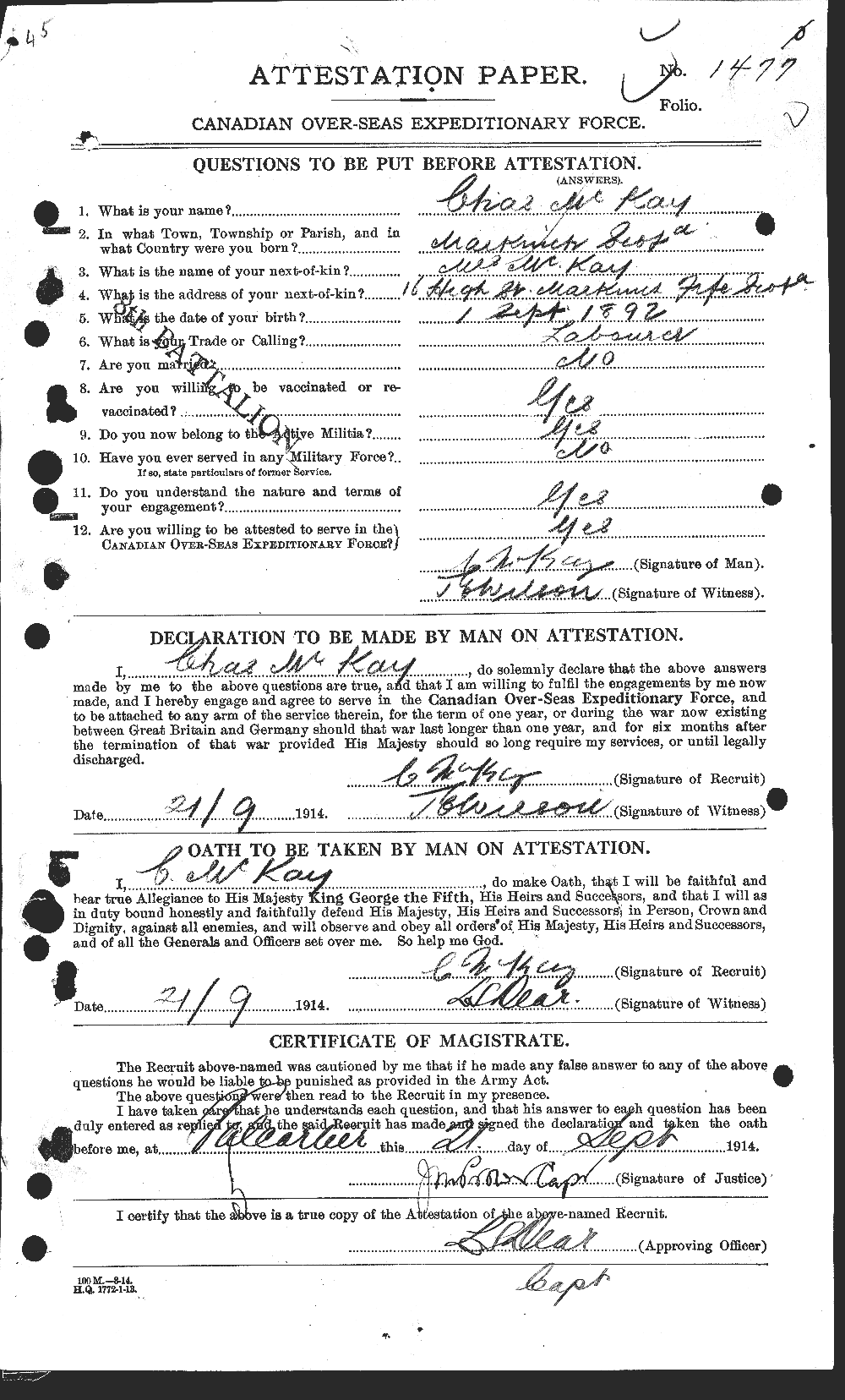 Personnel Records of the First World War - CEF 531059a