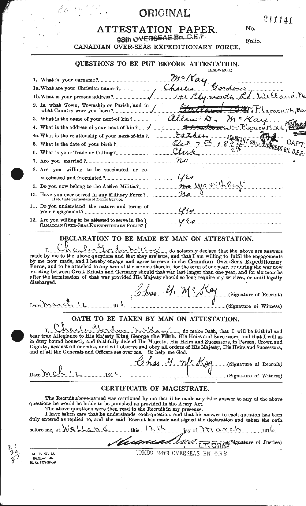 Personnel Records of the First World War - CEF 531065a