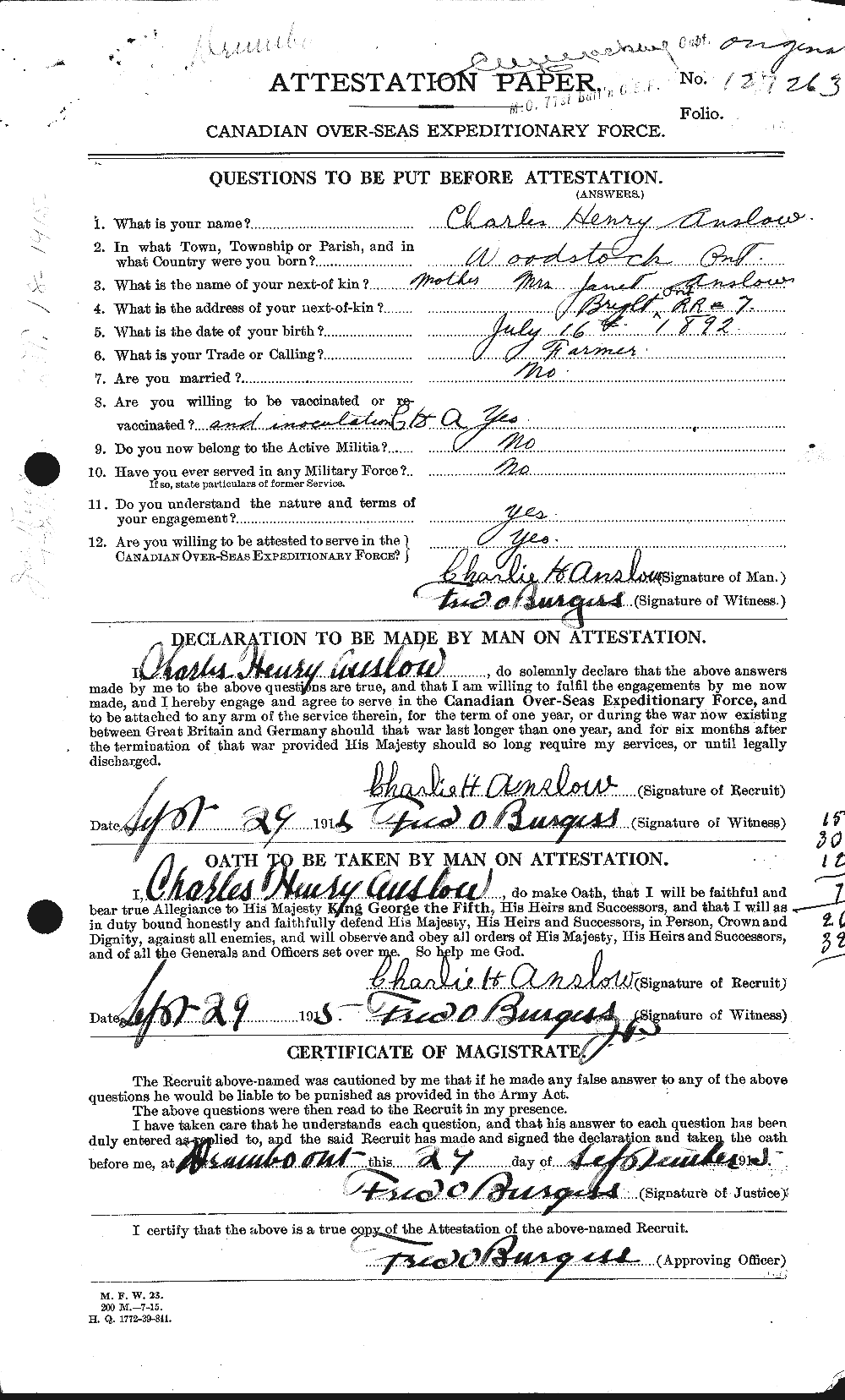 Personnel Records of the First World War - CEF 531067a