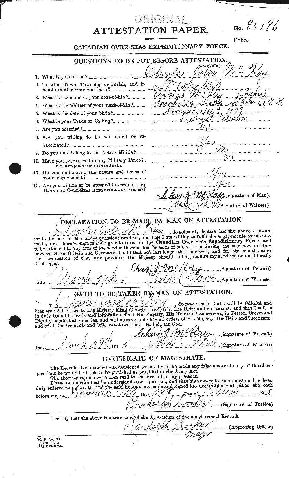 Personnel Records of the First World War - CEF 531070a