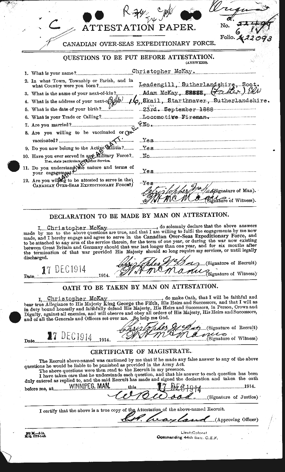 Personnel Records of the First World War - CEF 531087a