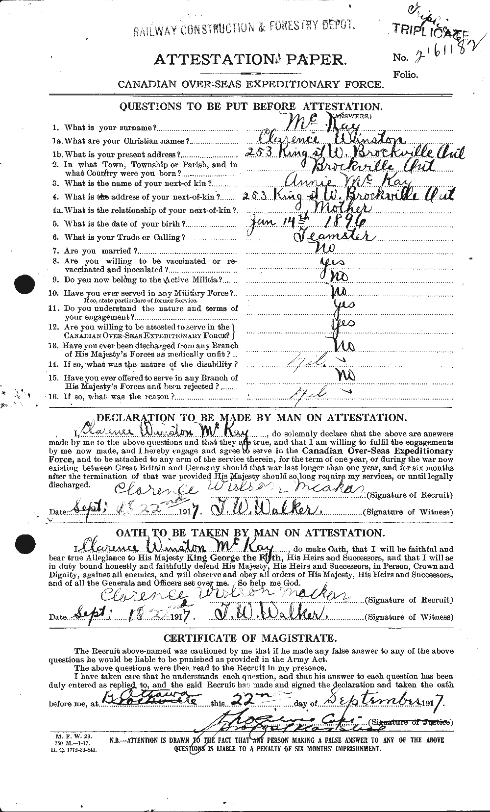 Personnel Records of the First World War - CEF 531093a