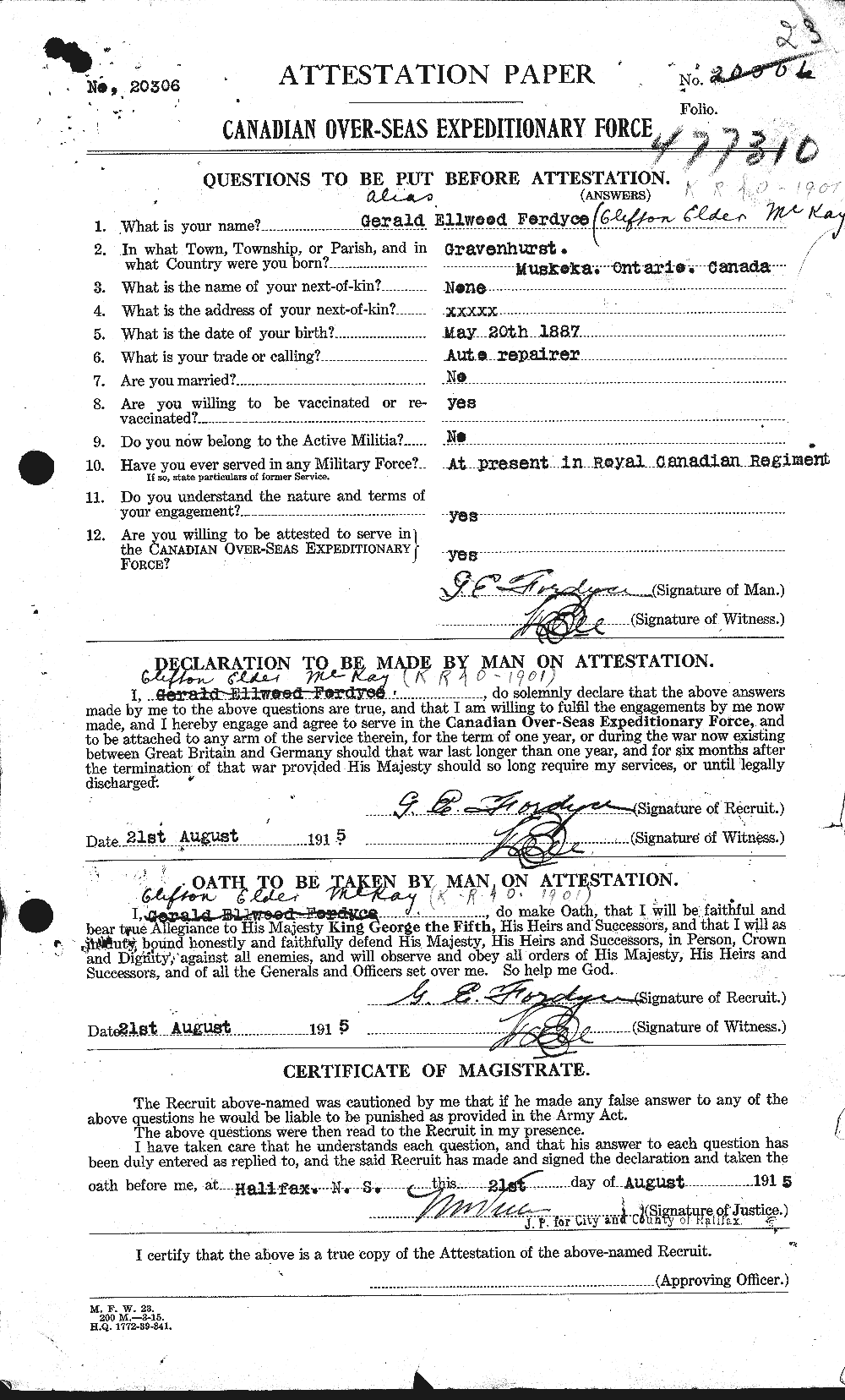 Personnel Records of the First World War - CEF 531097a