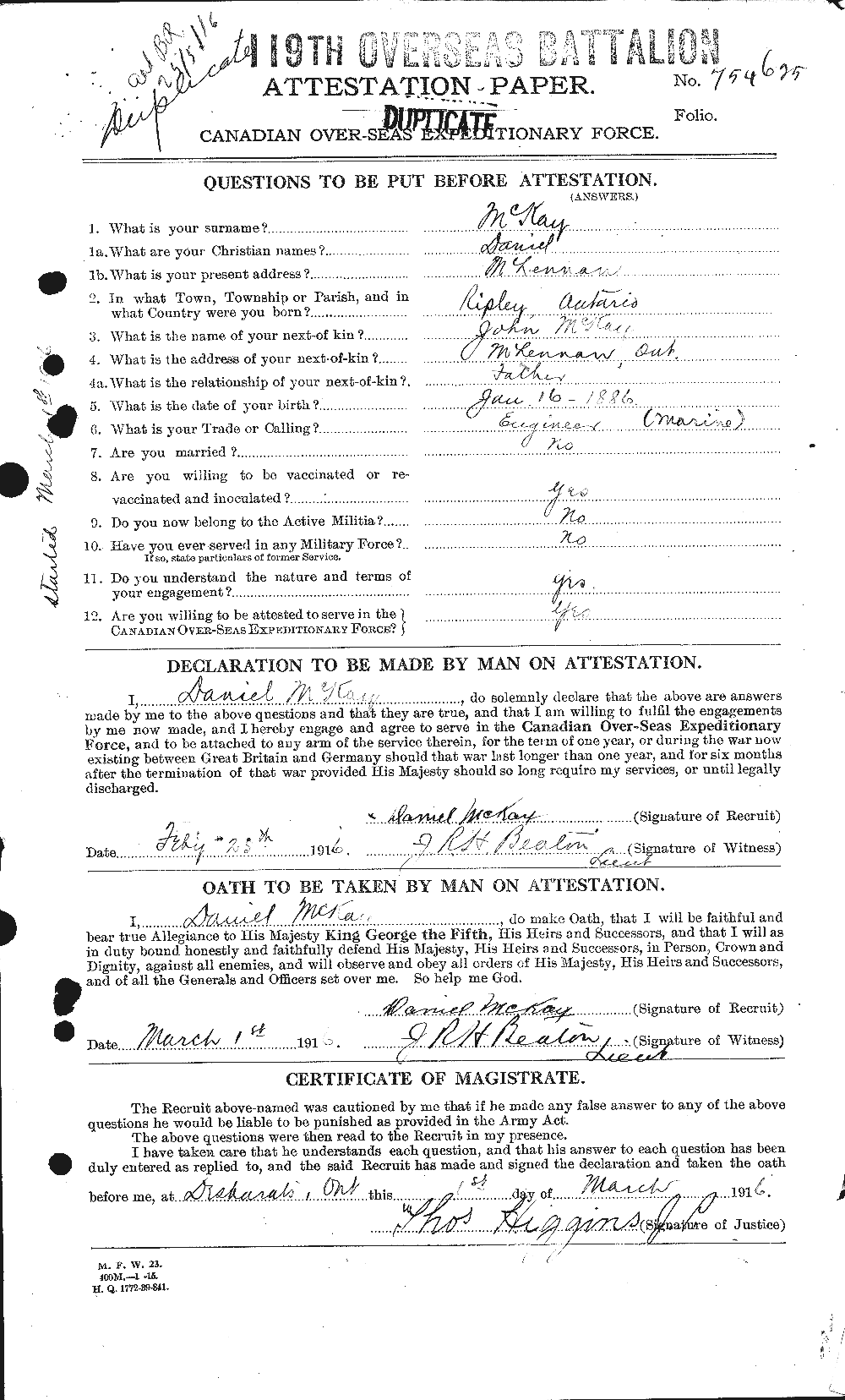 Personnel Records of the First World War - CEF 531111a