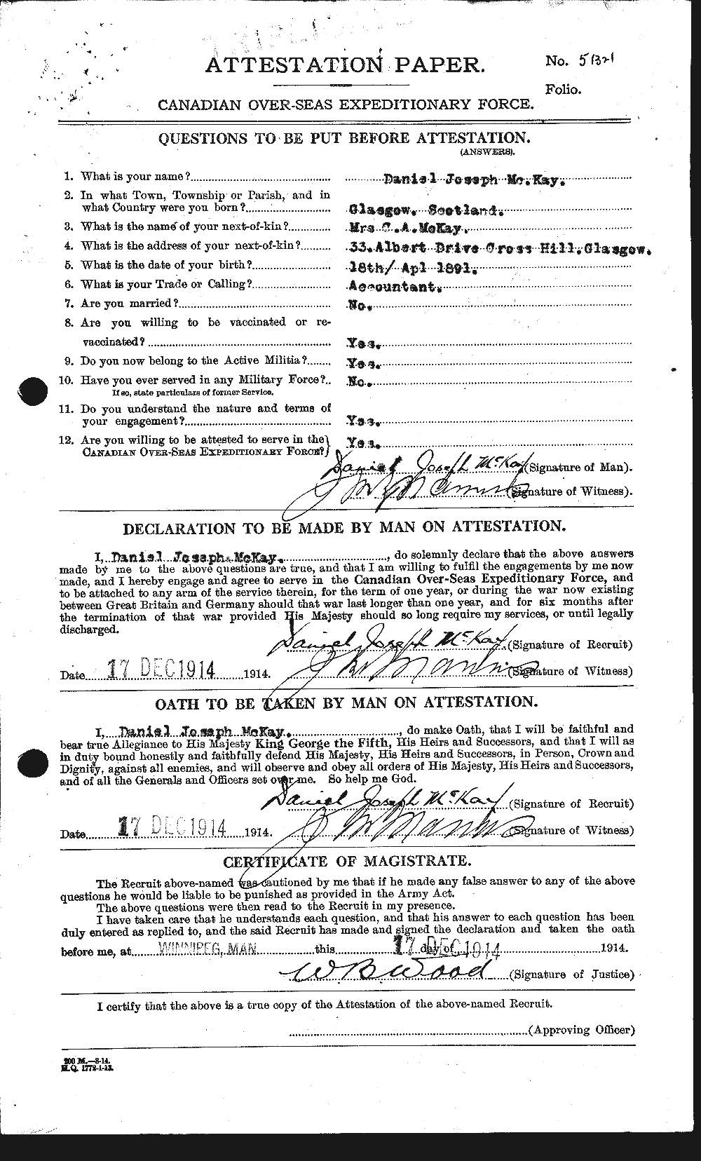Personnel Records of the First World War - CEF 531121a