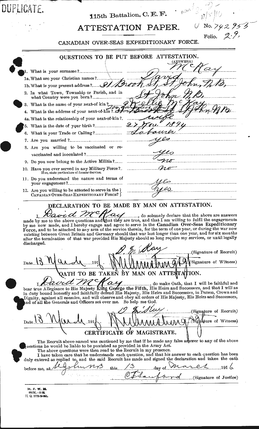 Personnel Records of the First World War - CEF 531134a