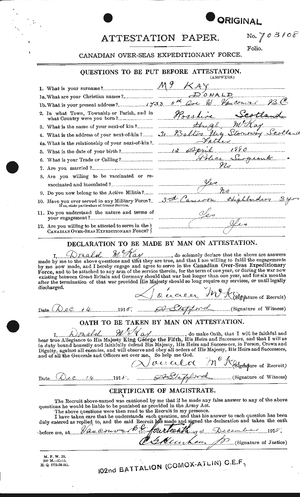 Personnel Records of the First World War - CEF 531146a