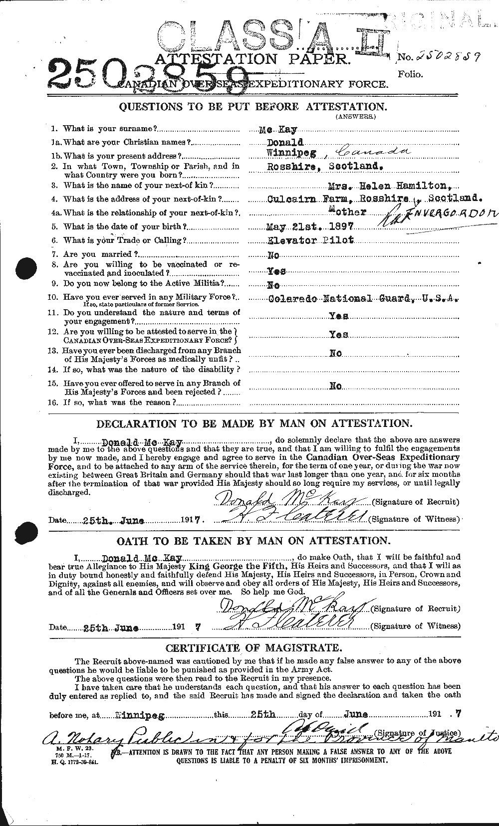 Personnel Records of the First World War - CEF 531154a
