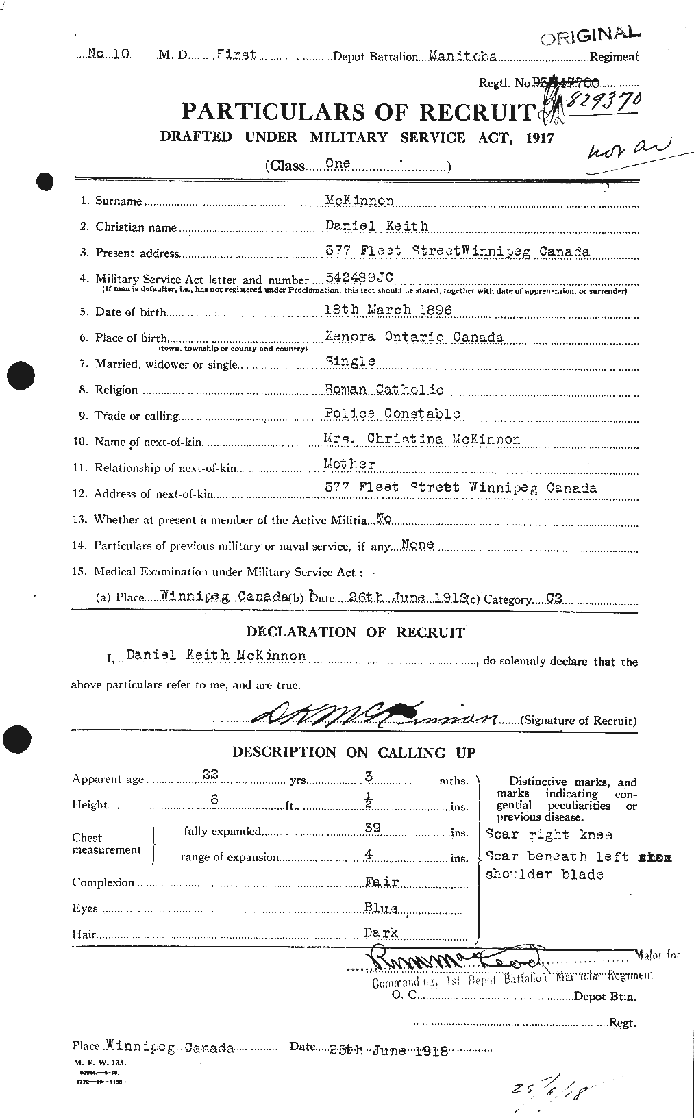 Dossiers du Personnel de la Première Guerre mondiale - CEC 531337a