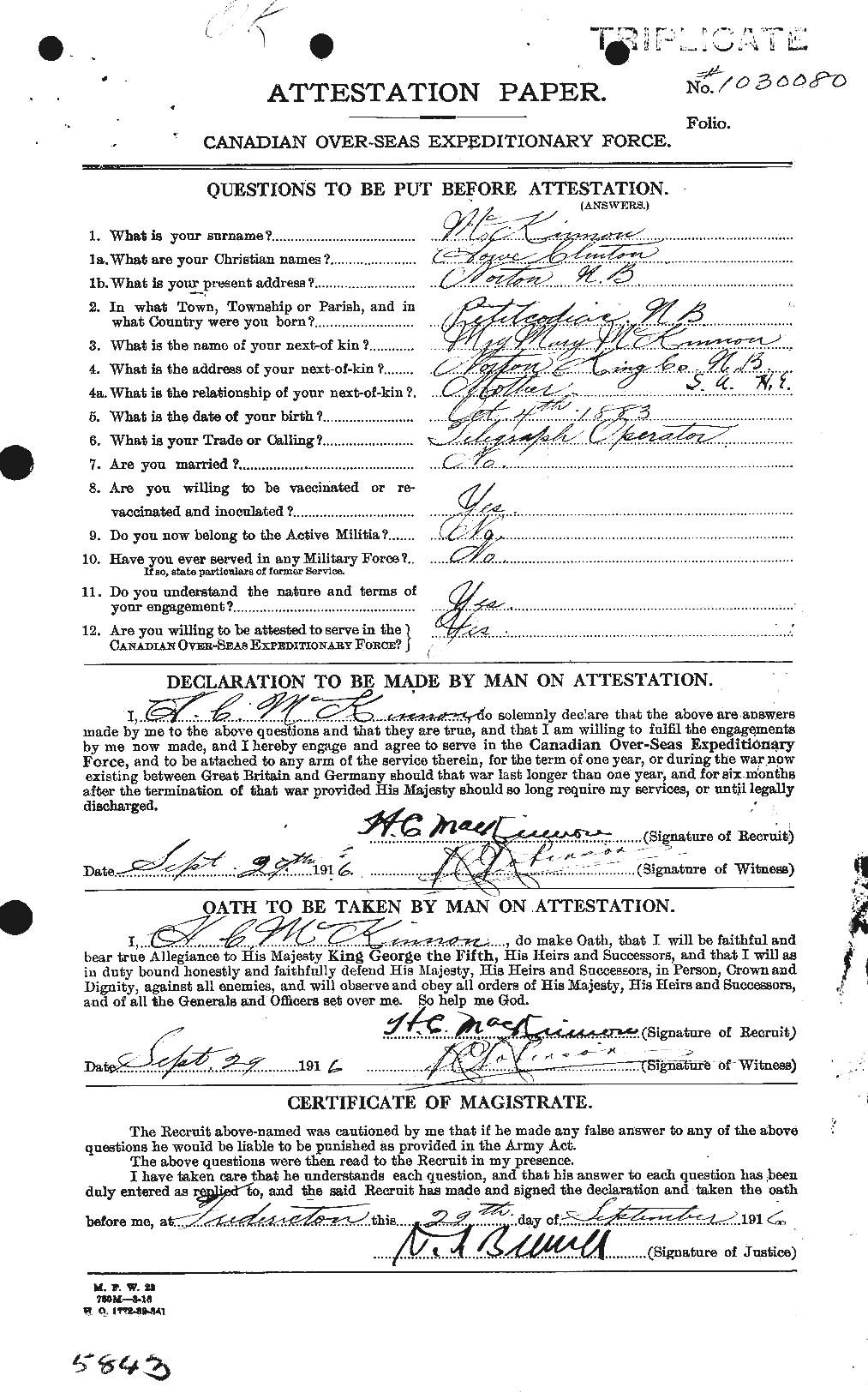 Personnel Records of the First World War - CEF 531473a