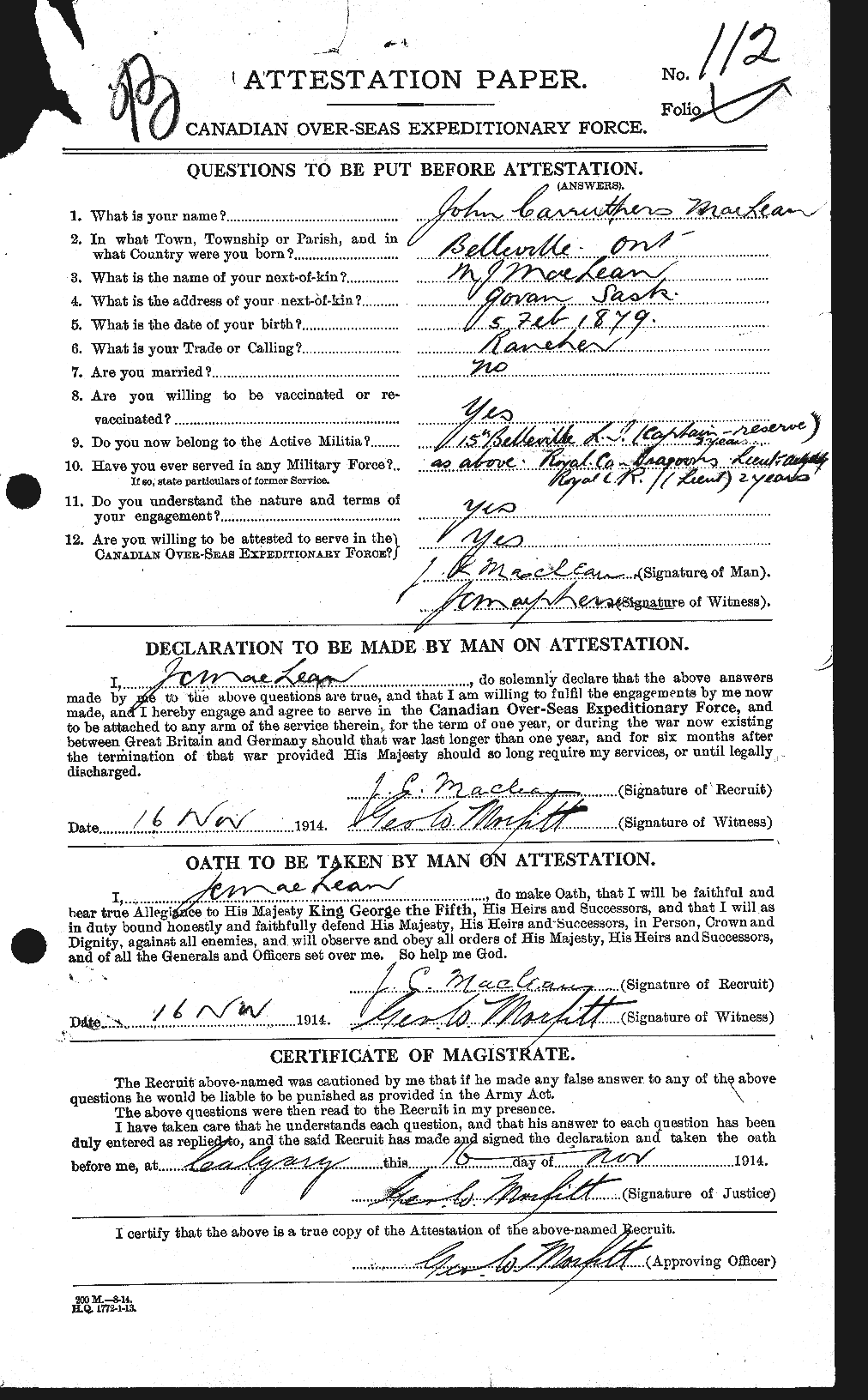 Personnel Records of the First World War - CEF 531801a