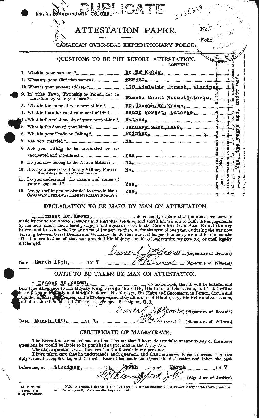 Personnel Records of the First World War - CEF 532066a