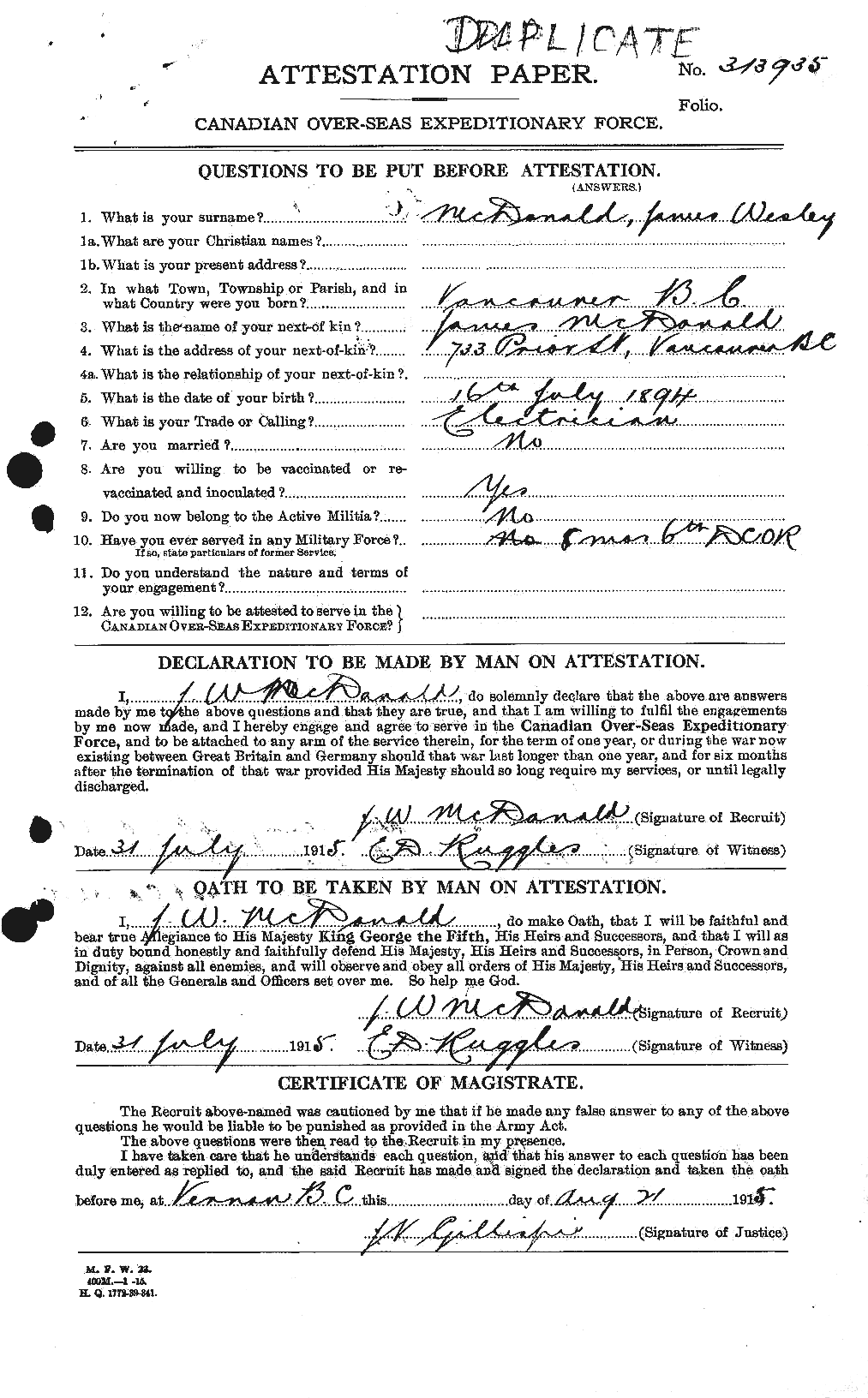 Personnel Records of the First World War - CEF 532162a