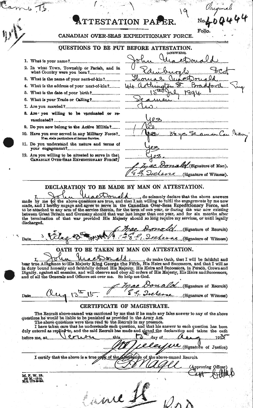 Personnel Records of the First World War - CEF 532262a