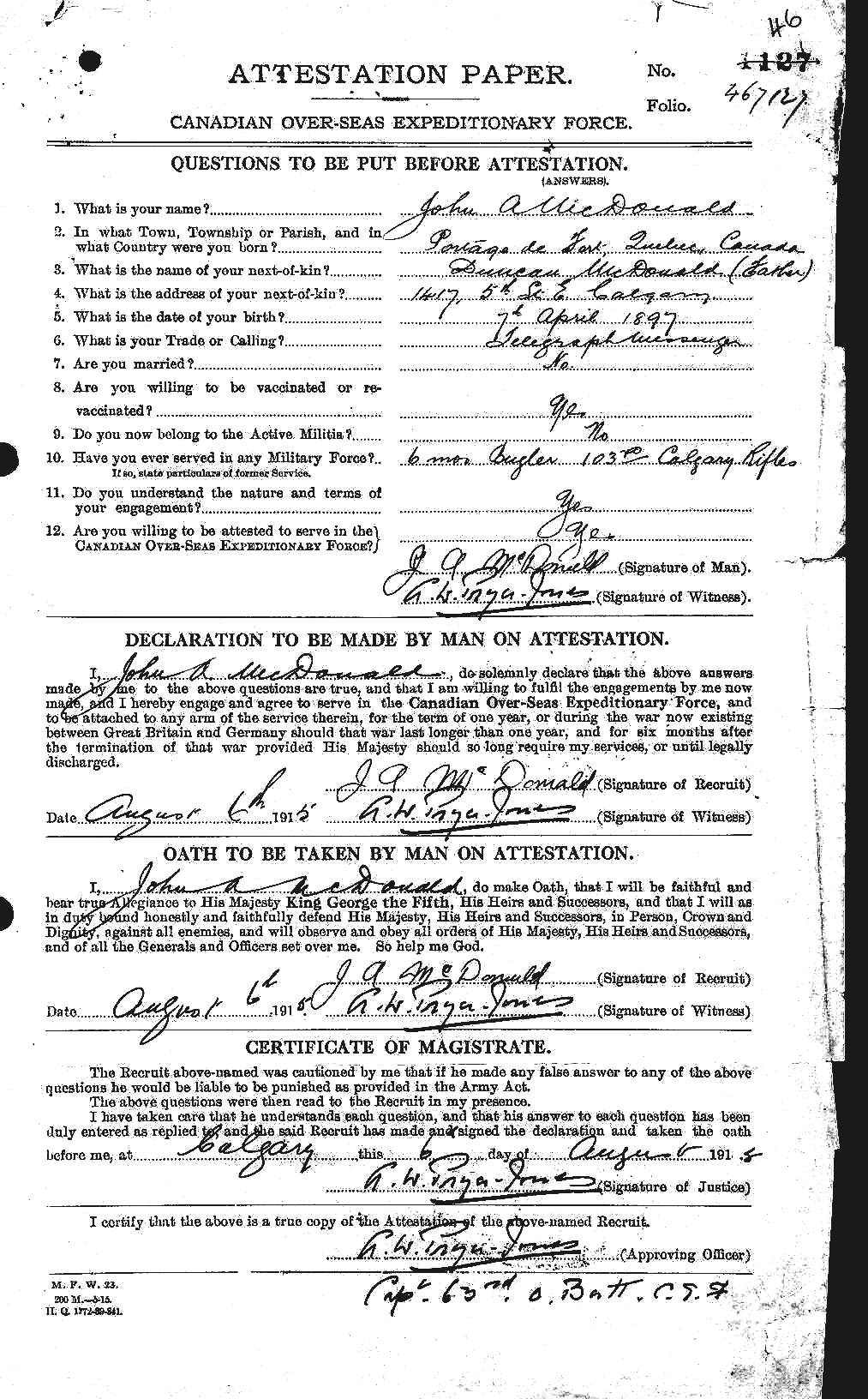 Personnel Records of the First World War - CEF 532383a