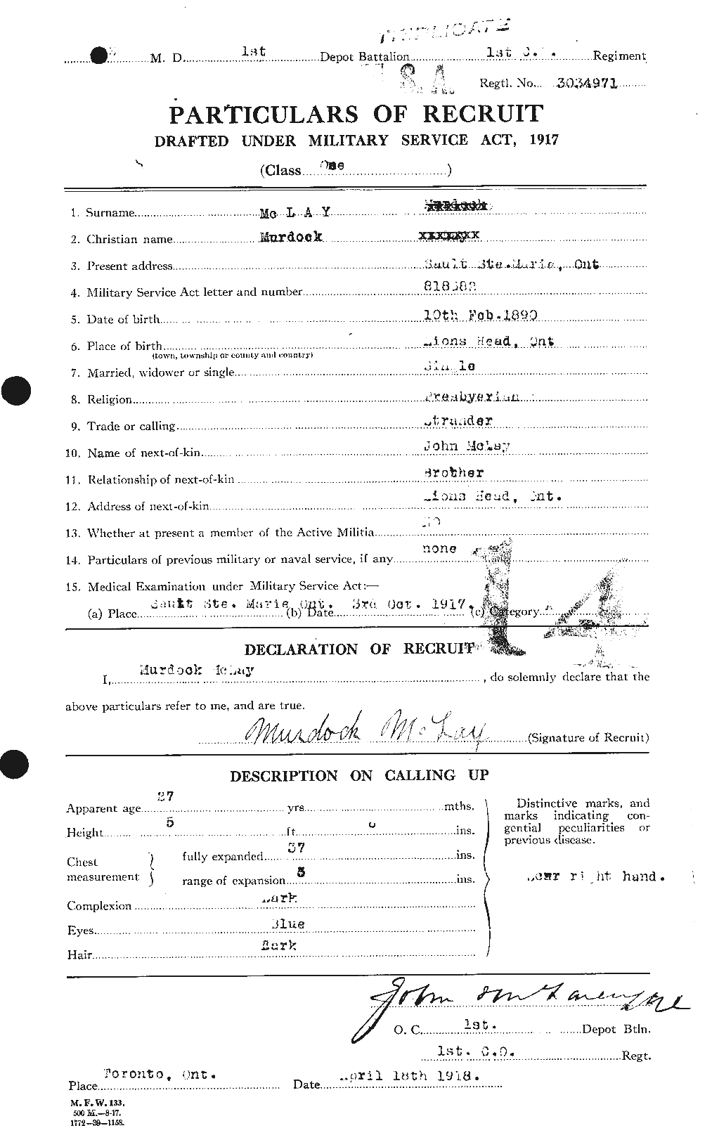 Personnel Records of the First World War - CEF 532682a