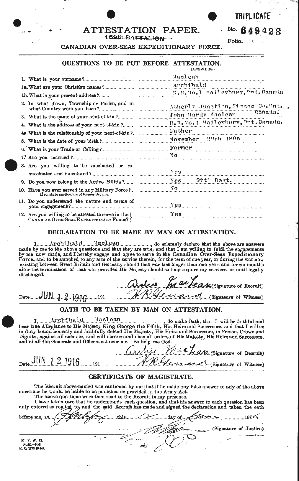 Personnel Records of the First World War - CEF 532837a