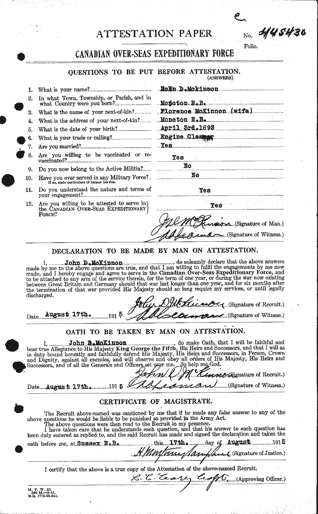 Personnel Records of the First World War - CEF 533036a