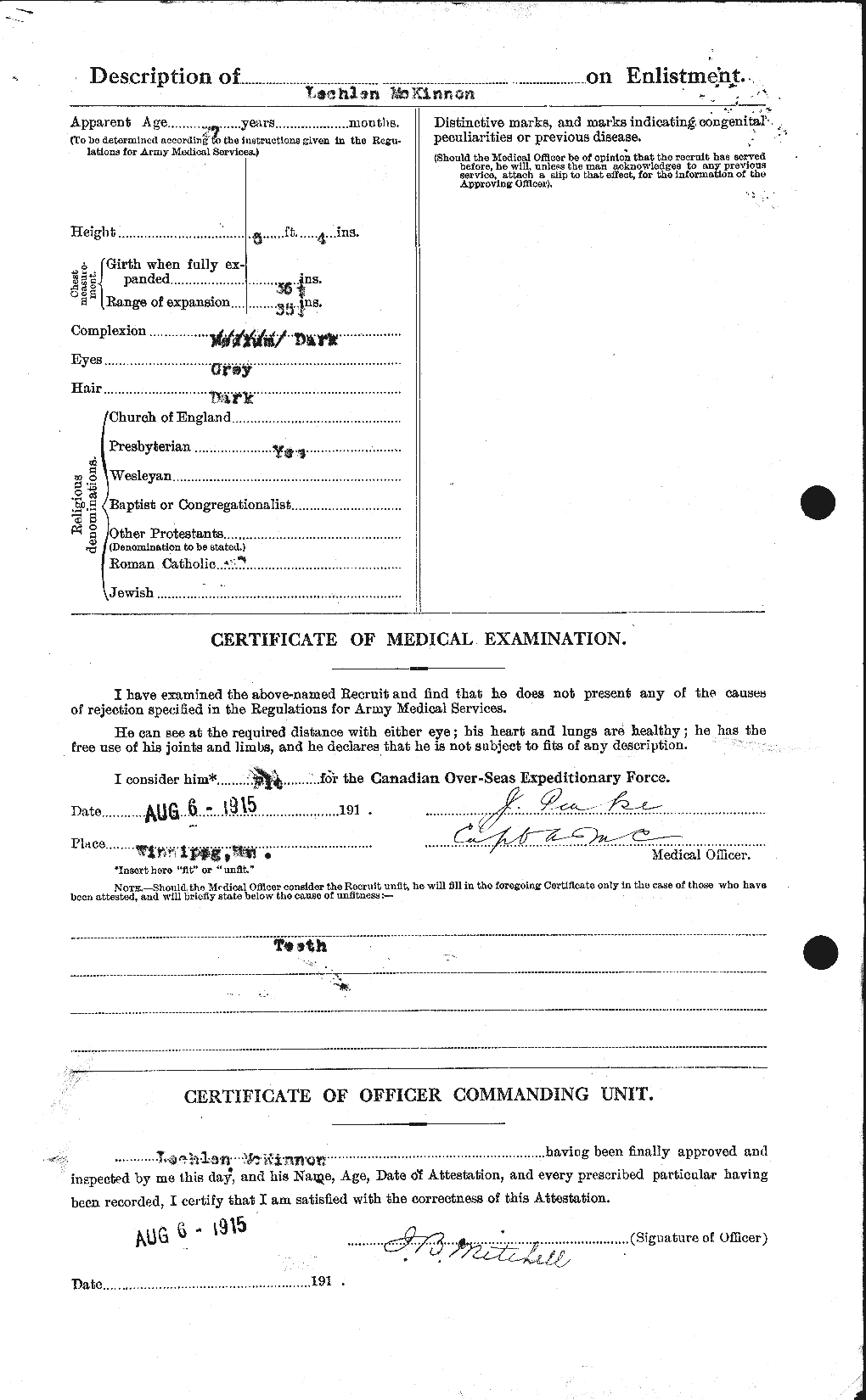 Dossiers du Personnel de la Première Guerre mondiale - CEC 533108b