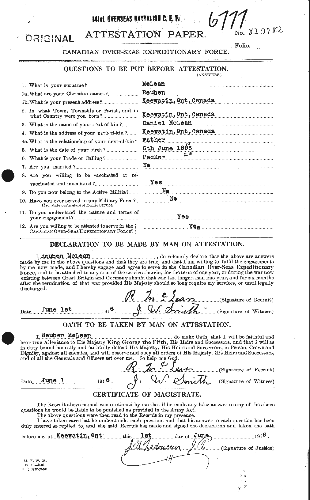 Dossiers du Personnel de la Première Guerre mondiale - CEC 533439a