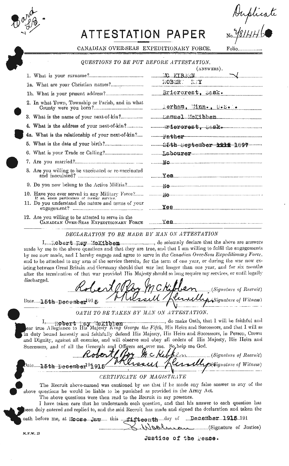 Personnel Records of the First World War - CEF 533688a