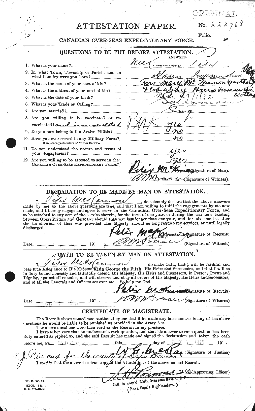 Personnel Records of the First World War - CEF 534227a