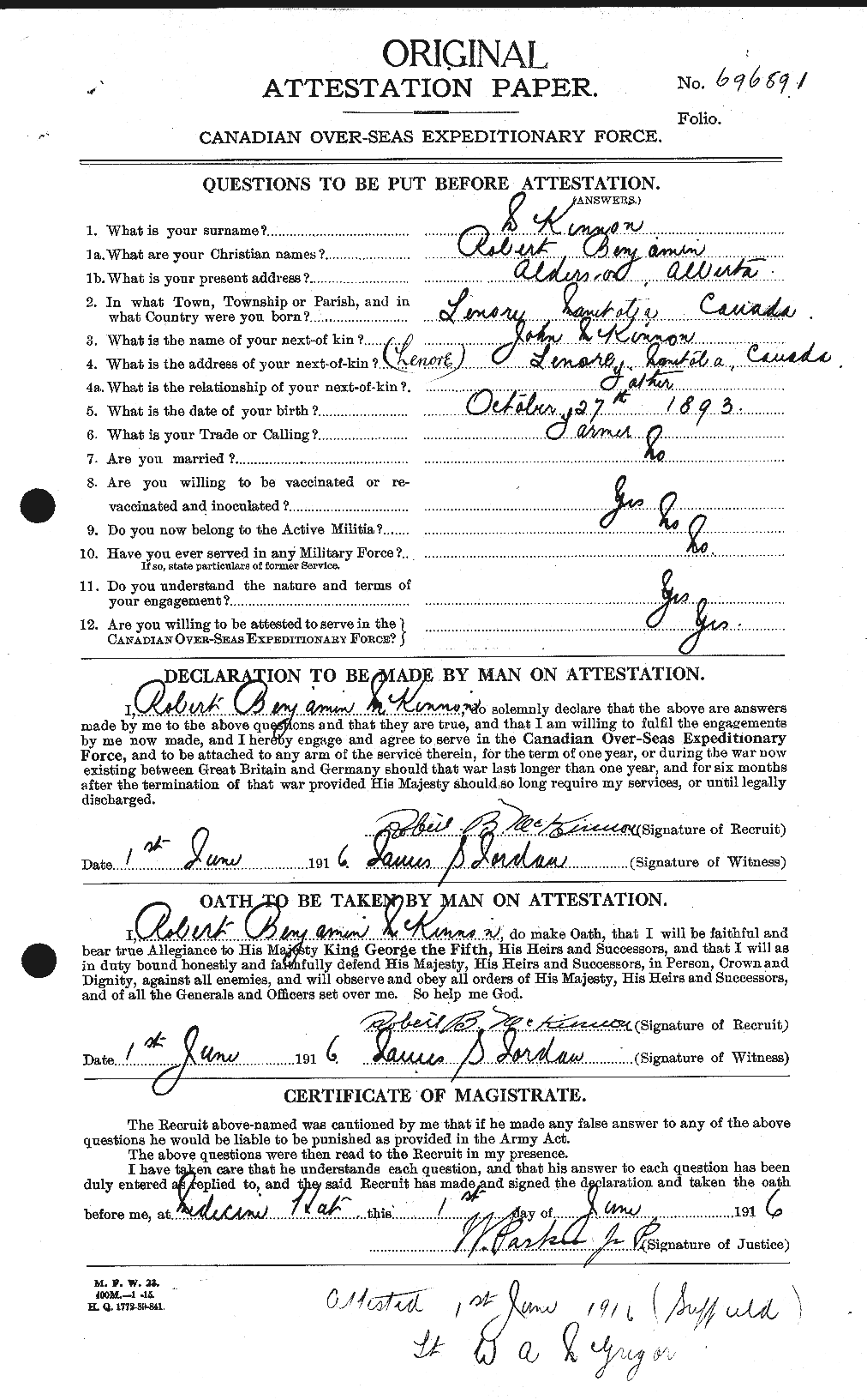 Personnel Records of the First World War - CEF 534243a