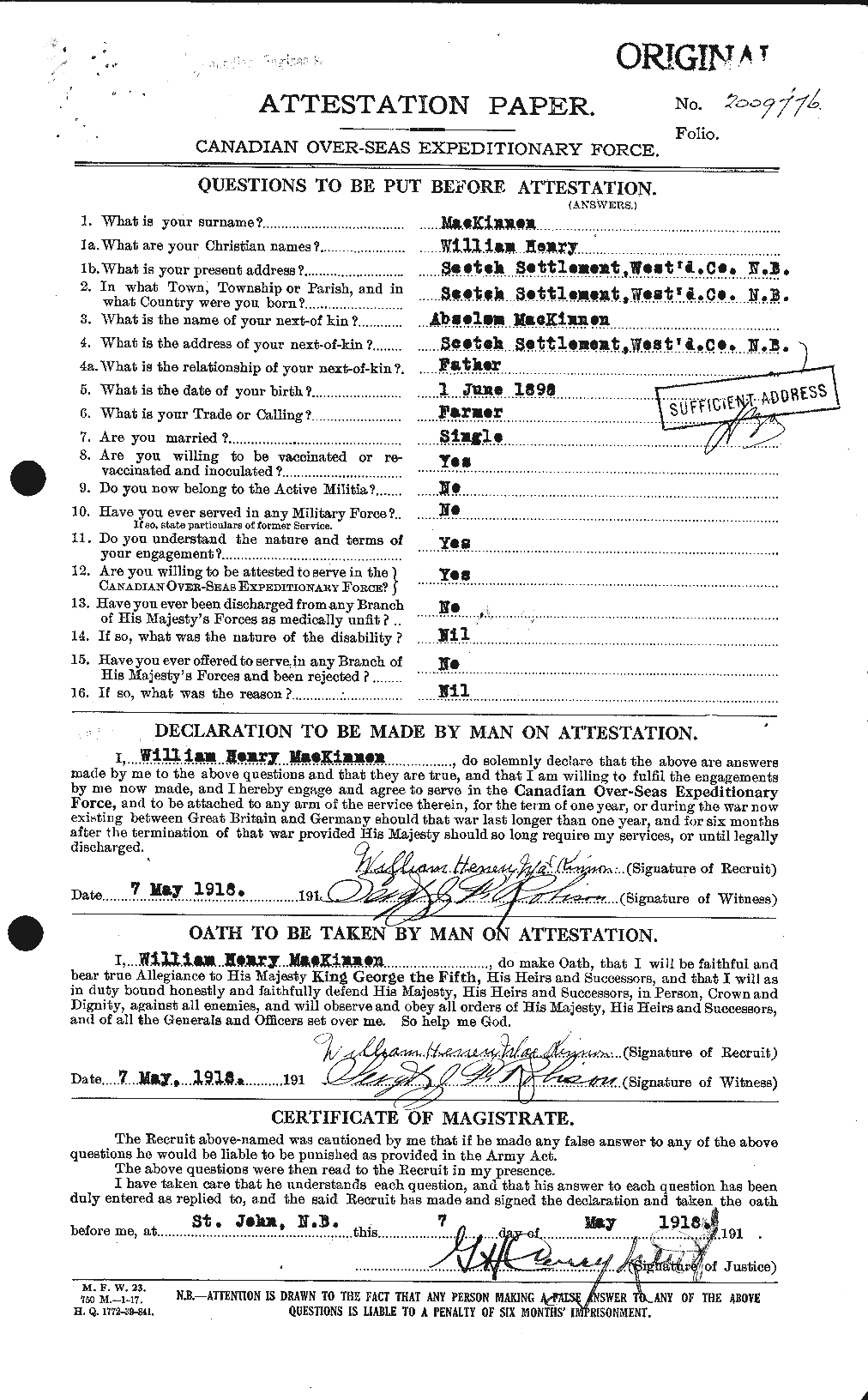 Personnel Records of the First World War - CEF 534328a
