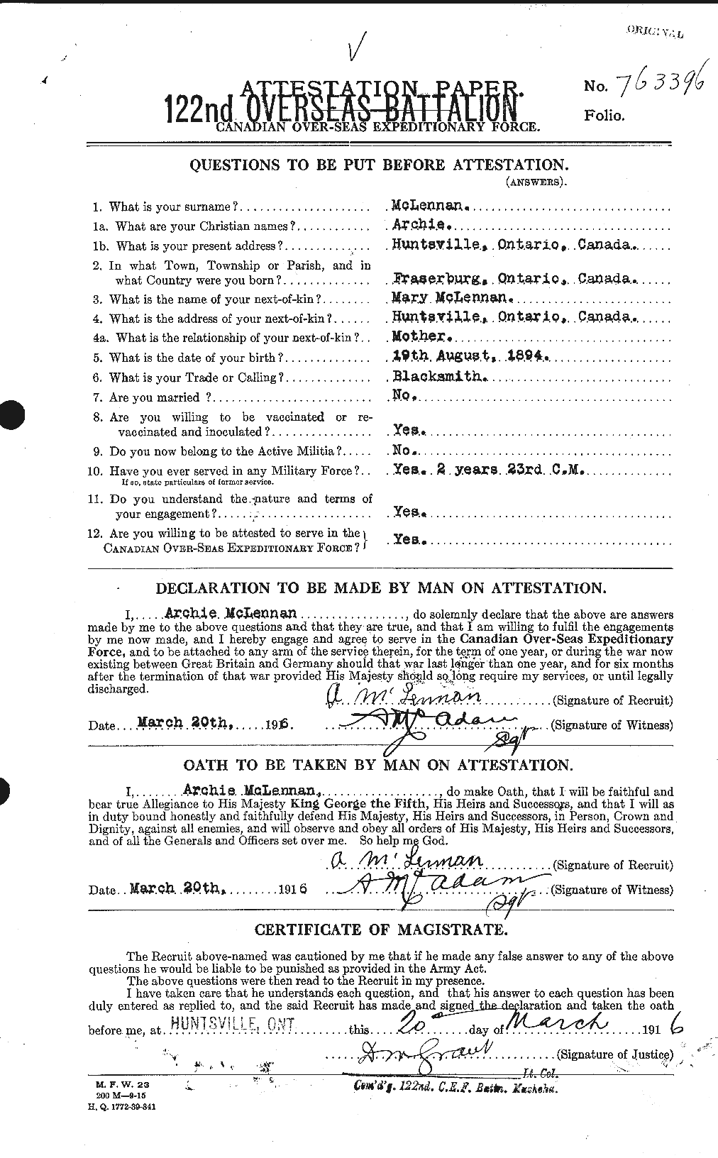 Personnel Records of the First World War - CEF 534421a