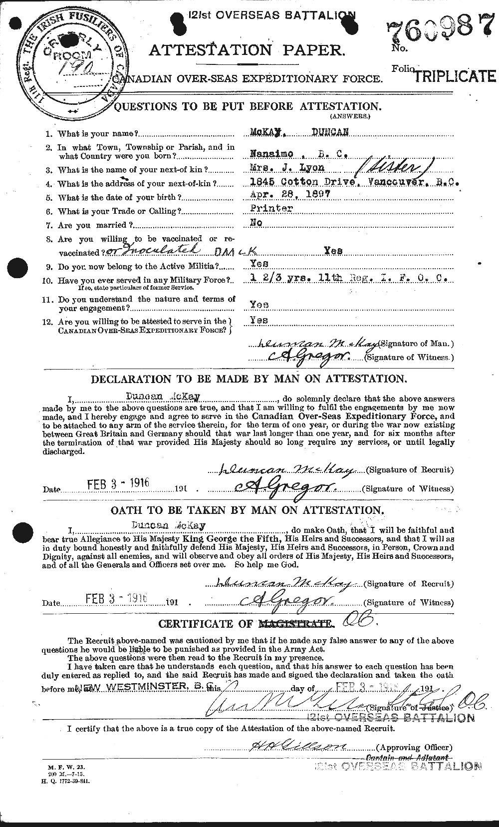Personnel Records of the First World War - CEF 534547a