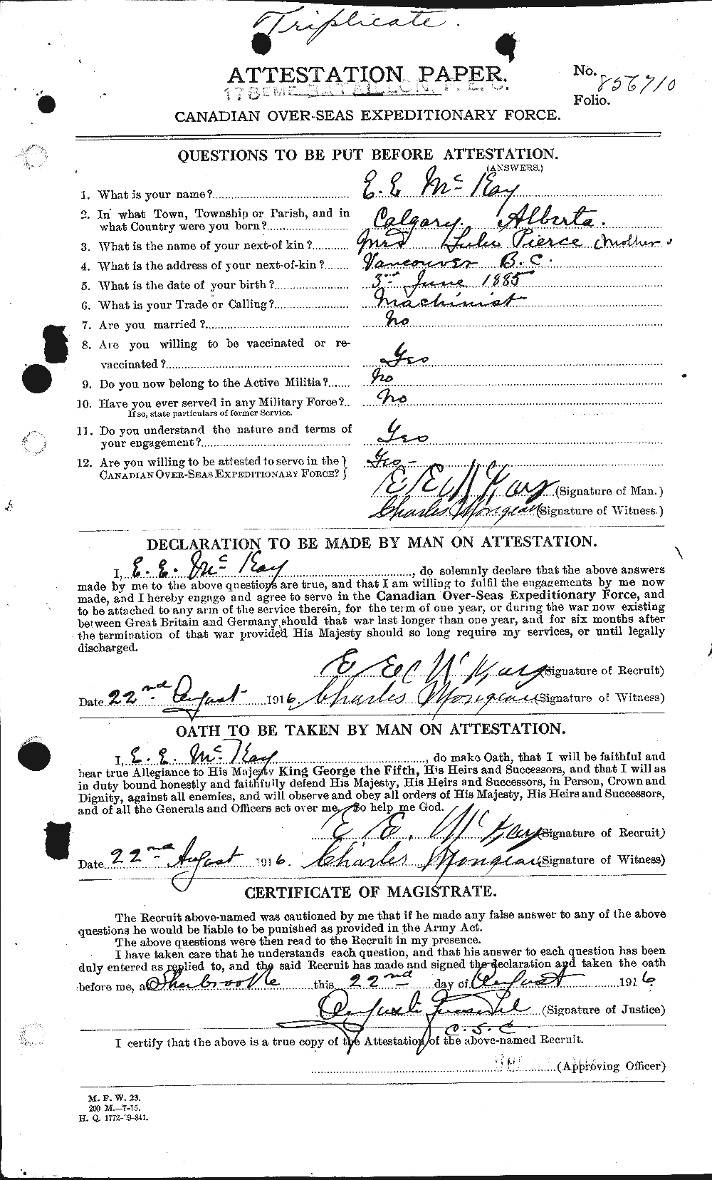 Personnel Records of the First World War - CEF 534554a